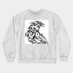 white line art mecha peregrine falcon halcon ecopop in mexican techno organic tribal totonac patterns Crewneck Sweatshirt